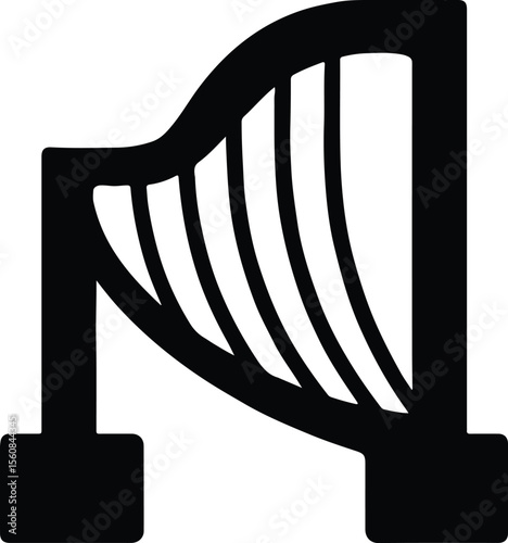 Silhouette harp elegant musical instrument classical shape vector Illustrator