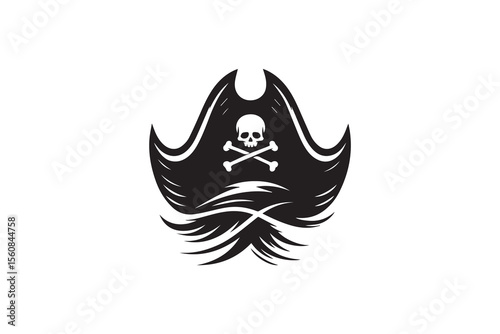 A Pirate hat  silhouette with a simple, understated design set against a white background 