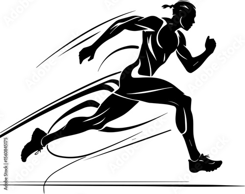 Sprinting Athlete in Motion Vector


