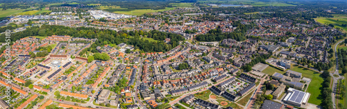 An panoramic Aerial view of the old town of the city Steenwijk in the Netherlands on a sunny day in summer