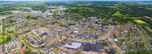 An panoramic Aerial view of the old town of the city Roden in the Netherlands on a sunny day in summer