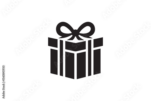 A gift box silhouette with a simple, understated design set against a white background 