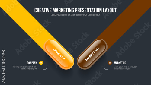 Service Plan Slideshow Template Vector Illustration. Advertising Growth Two Step Infographic Frame Layout. Visual Forecast 2 Option Diagram Presentation Design.