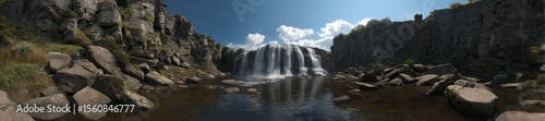 Majestic waterfall adventure nature hdr 360 degrees hdri viewpoint
