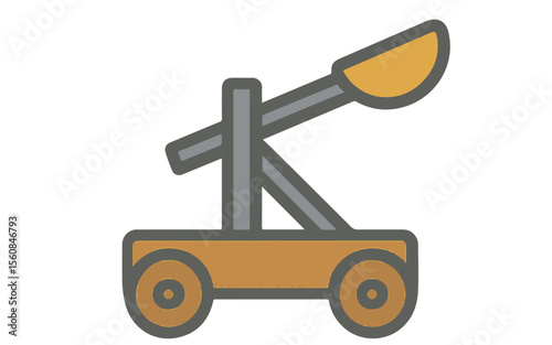 Cartoon catapult icon on white background
Vector image weapon