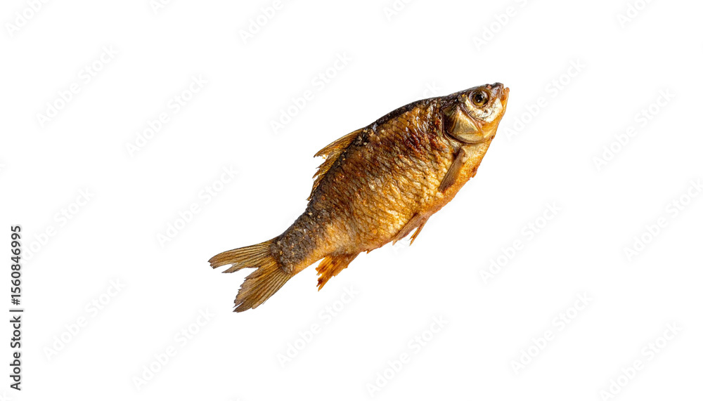Naklejka premium Smoked golden fish isolated on transparent background, perfect for compositions