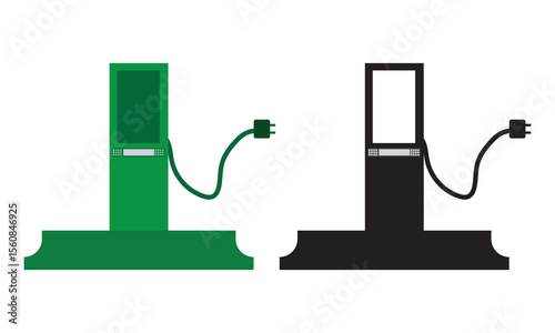 Set of ev station icon. Electric car charging station with plug. EV car, green hybrid vehicles charging point icon PNG. Electric plug symbol. Electricity sign. Green energy vector illustrator. eps10