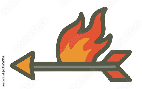 Cartoon burning arrow icon on white background
Vector image weapon