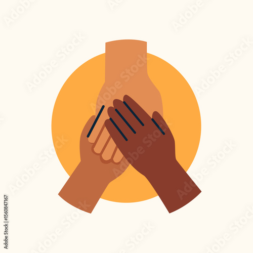 Praying hands in flat design representing religious belief, meditation, gratitude, healing energy, inner strength, and mental clarity in daily life