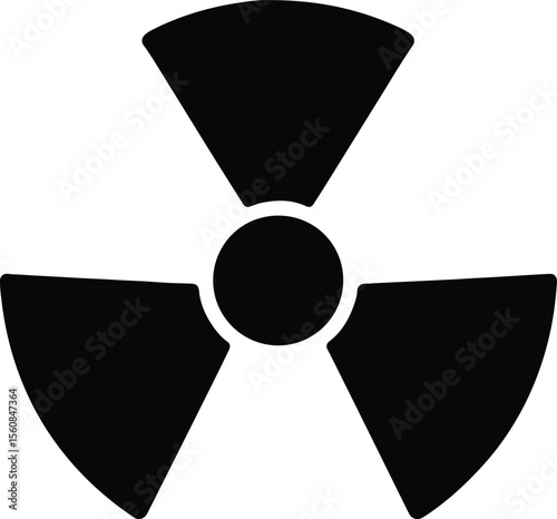 Silhouette radioactive hazard warning symbol isolated vector Illustrator