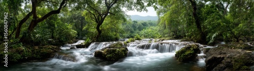 Serene waterfall adventure lush jungle hdr 360 degrees nature hdri