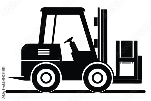 Silhouette Image of a Forklift Truck with Cargo and Driver Area Visible