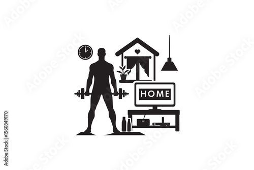 A Home Workout silhouette with a simple, understated design set against a white background 