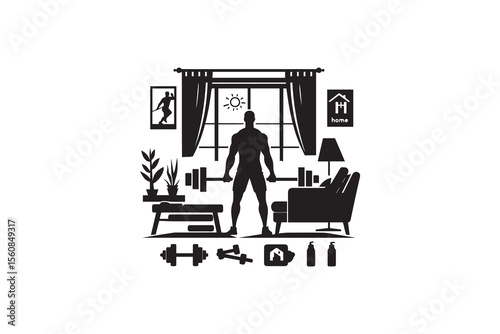 A Home Workout silhouette with a simple, understated design set against a white background 