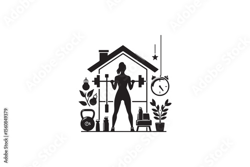 A Home Workout silhouette with a simple, understated design set against a white background 