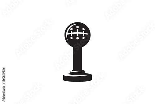  A Manual gear stick silhouette with a simple, understated design set against a white background 