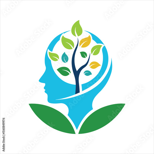 Creative Mental Wellness Leaf Logo Design