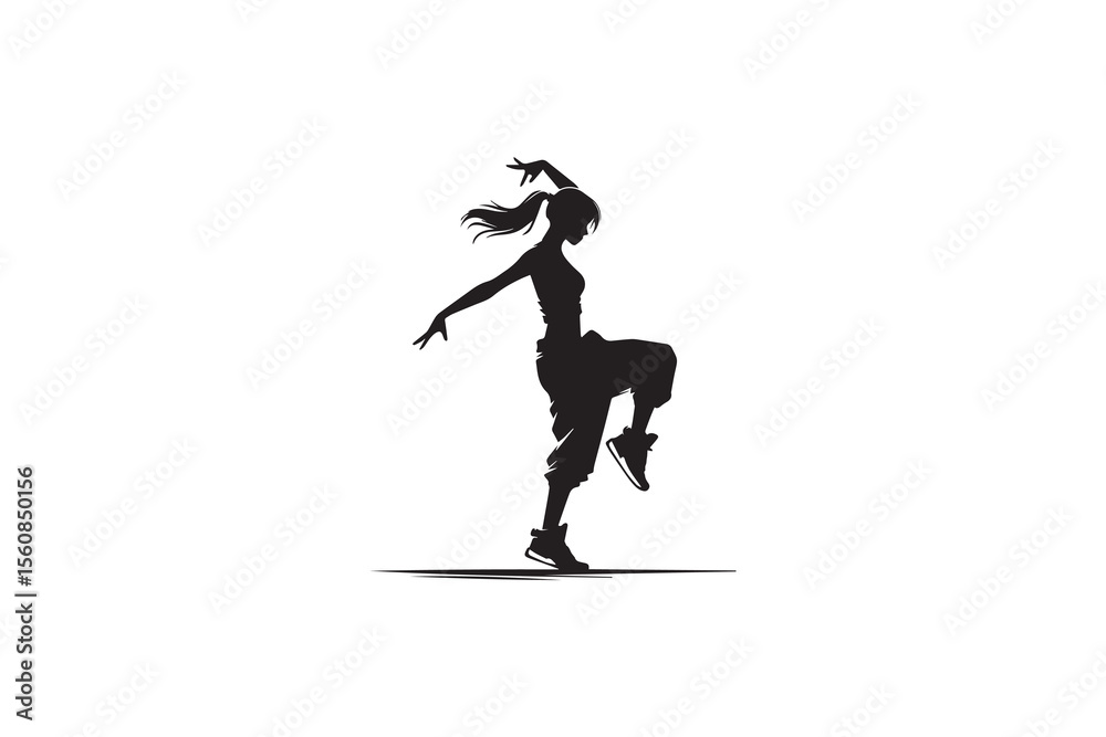Fototapeta premium A hiphop dancer silhouette with a simple, understated design set against a white background 