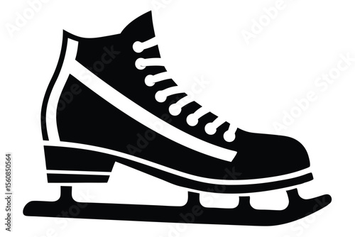 Black silhouette of a laceup ice skate showcasing winter sports equipment design