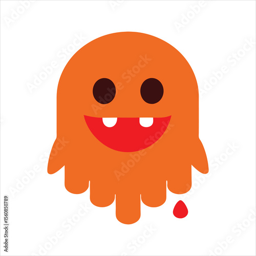 Halloween Ghost Vector with Orange Body and Red Eyes