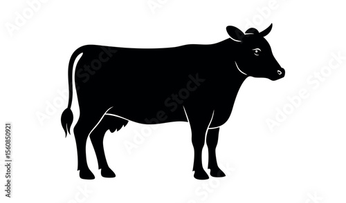 Black silhouette vector illustrations of farm animals including cows and goats
