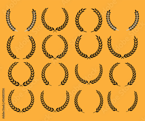 coloring laurel leaves set vector collection