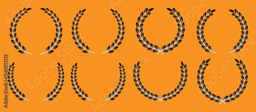 coloring laurel leaves set vector collection