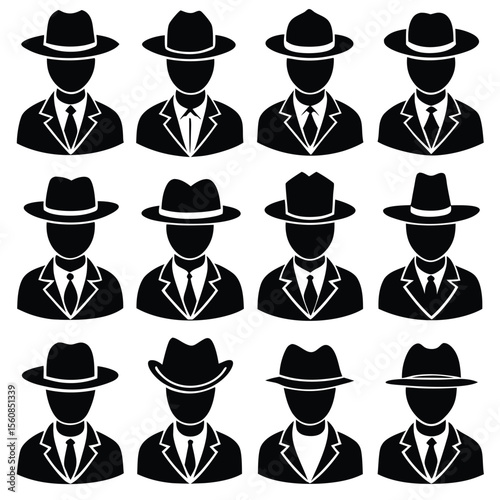 Men's Hats & Suits Icons - Professional Avatar Collection