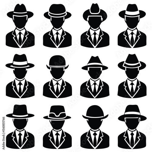 Men's Hats & Suits Icons - Professional Avatar Collection