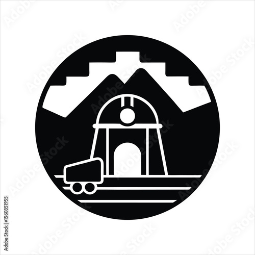 Mining Tunnel Icon in Black Silhouette Format
