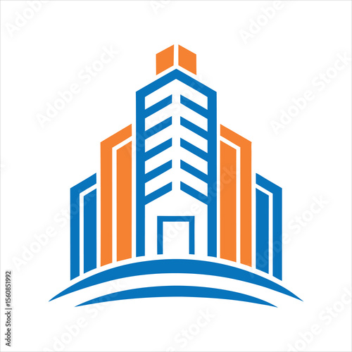 Modern Building Logo Vector Illustration on White Background