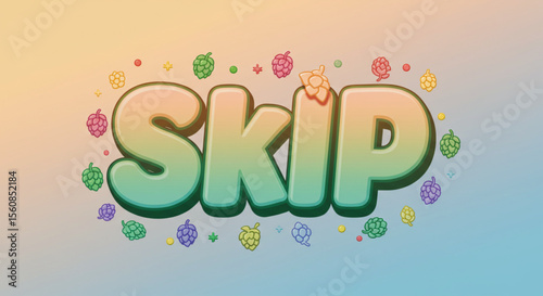 Colorful Skip Text Graphic Design Playful 3D Lettering with Berries
