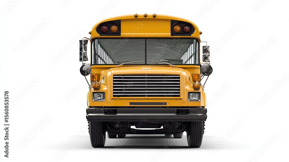Fototapeta premium Yellow school bus isolated on white background. AI generated image