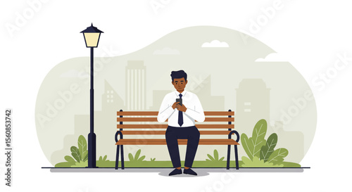 a man sitting on a bench in the park