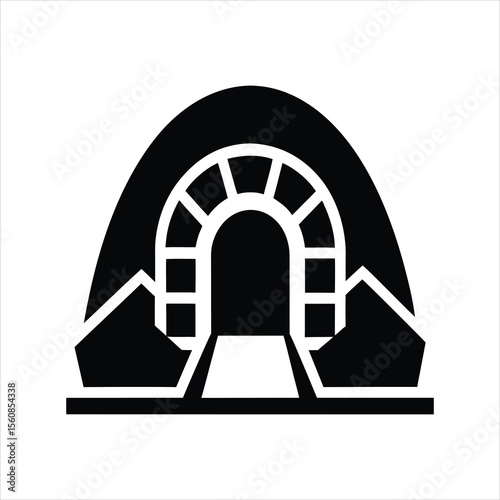Tunnel Mining Industry Icon Silhouette Vector