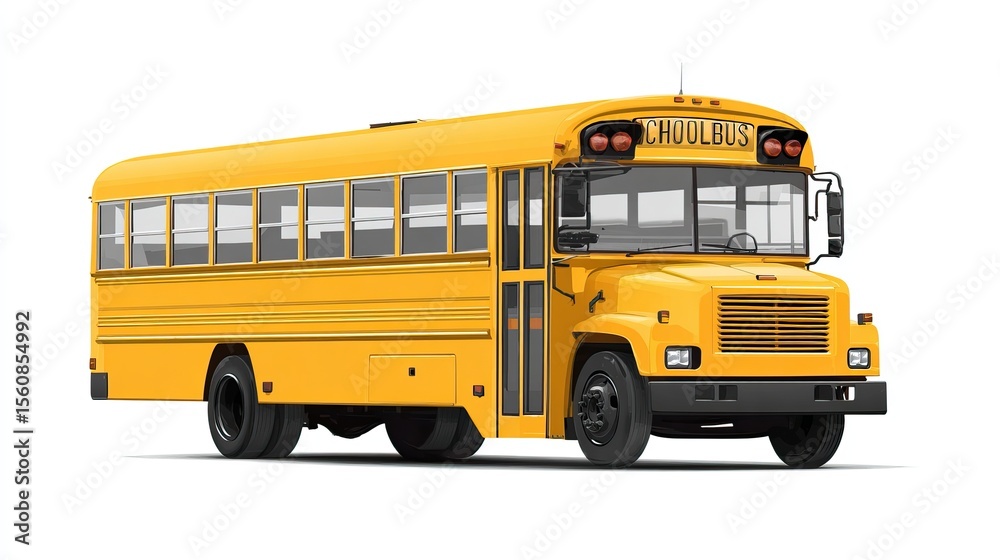Yellow school bus isolated on white background. AI generated image Yellow school bus isolated on white background. AI generated image