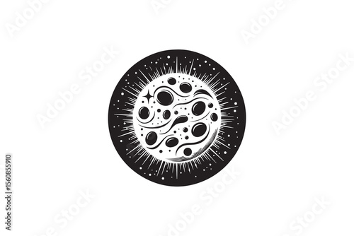  A blood cell silhouette with a simple, understated design set against a white background 