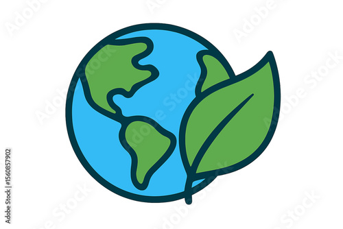 A unique logotype design template featuring a combination of earth and leaf logo, symbolizing the planet and eco icon in a global and natural, organic style
