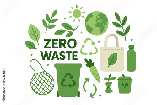 Vector illustration of a go green concept design, focusing on zero waste and environmental themes