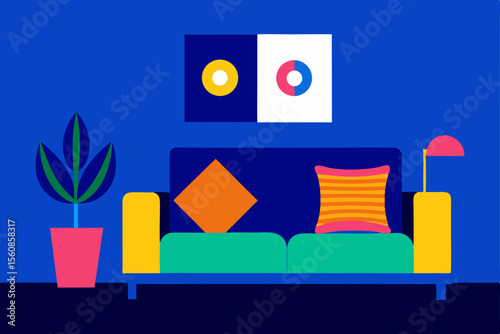 eclectic interior with mismatched cushions royal