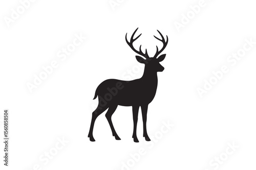 Deer Silhouette Image in White background