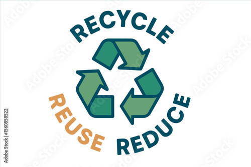 Template for vector logo design featuring the concept of reduce, recycle and reuse