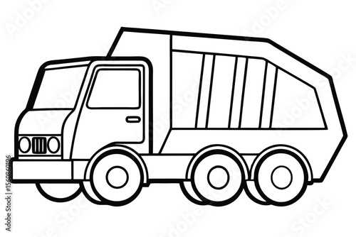 Outlined Garbage Truck Illustration A Vector Image for Children's Coloring Books