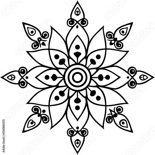 Colorful Pohela Boishakh Alpona Design Set