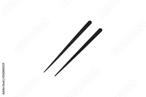  A chopsticks  silhouette with a simple, understated design set against a white background 