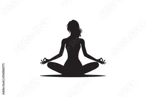  a grill yoga practice  silhouette with a simple, understated design set against a white background  