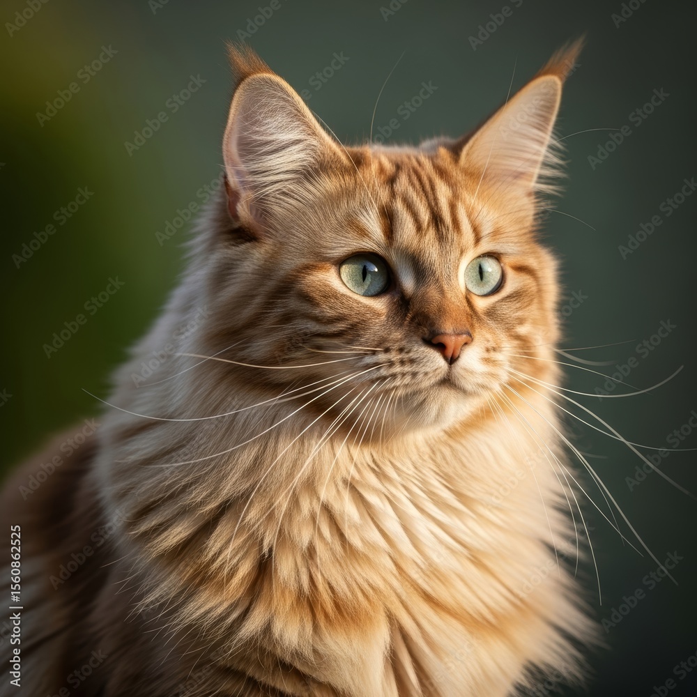 Fototapeta premium Majestic Ginger Cat Portrait with Striking Green Eyes