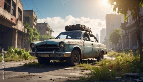Post apocalyptic armored car with roof rack 