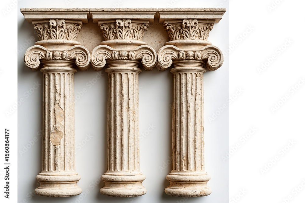 Fototapeta premium Classical decorative columns with ornate details and texture 
