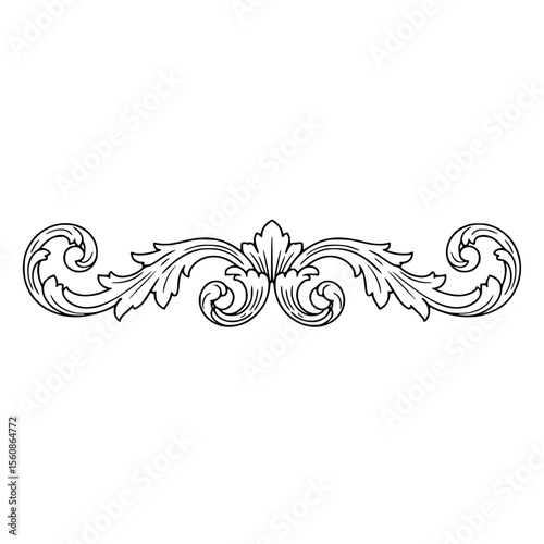Ornamental line decoration in minimalistic black and white design  
